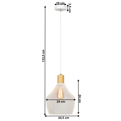 Lampa suspendata, alb/ natural, KOLEN