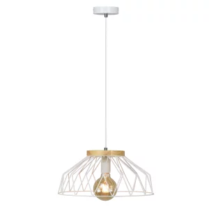 Lampa suspendata, alb/ natural, lemn/ metal, TREX TIP 2