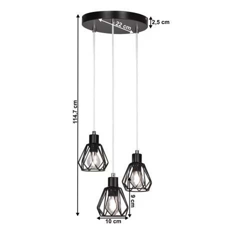 Lampa suspendata, neagra/ metal, OKIRA TIP 1