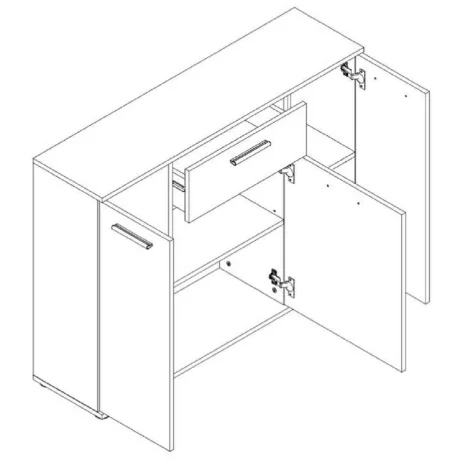 Comoda cu trei usi, alb, NOKO-SINGA 35