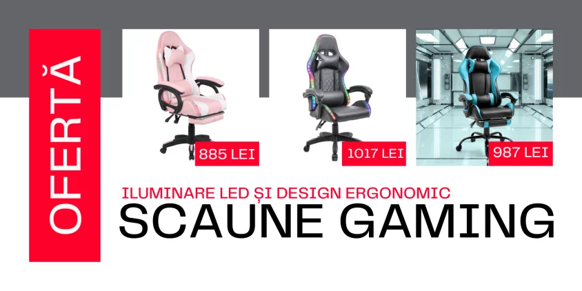Îmbunătățește-ți experiența de gaming cu scaunele noastre premium: Iluminare LED și Design Ergonomic